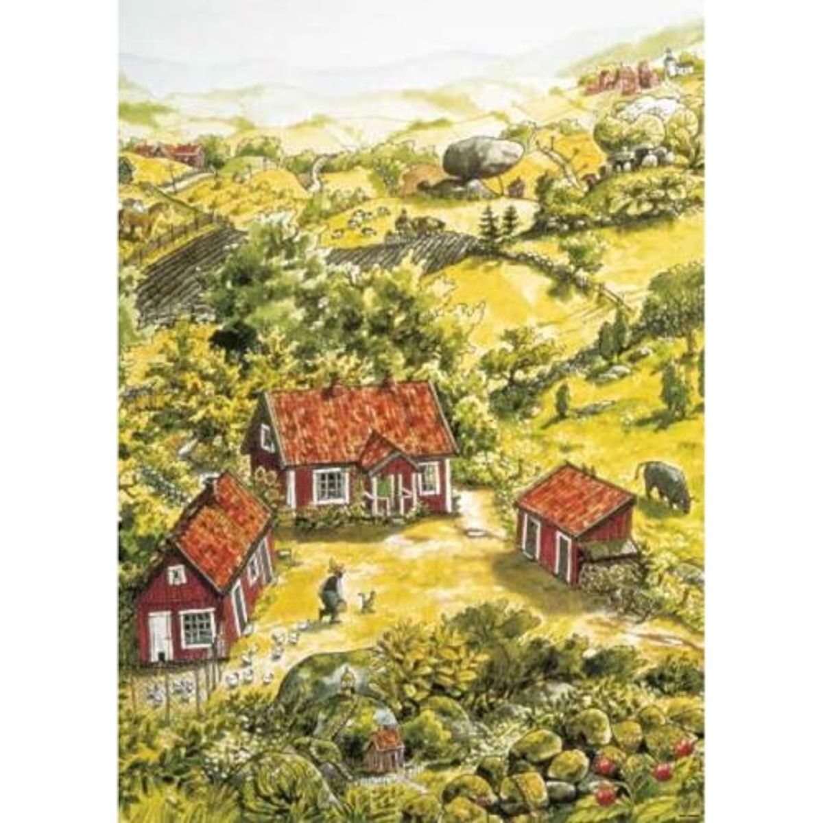 Peddersen Og Findus - Plakat Til Børn - Gården - 50x70 Cm