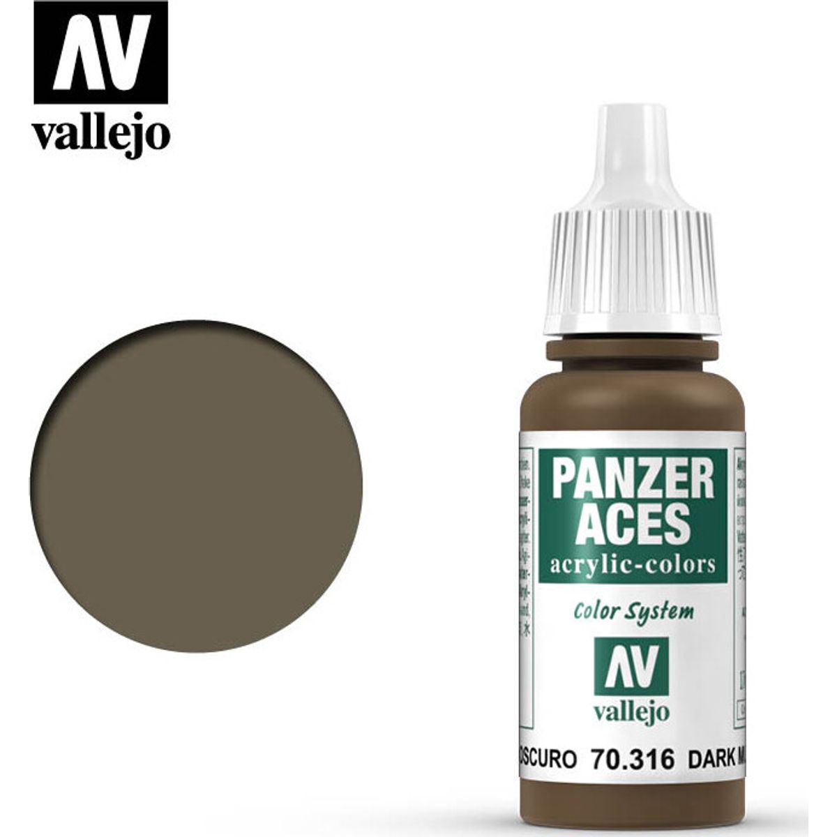 Vallejo - Panzer Aces - Dark Mud Mat - 17 Ml - 70316