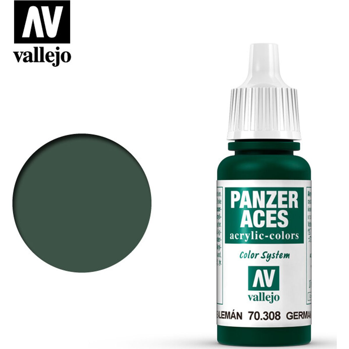 Vallejo - Panzer Aces - Green Tail Light Mat - 17 Ml - 70308