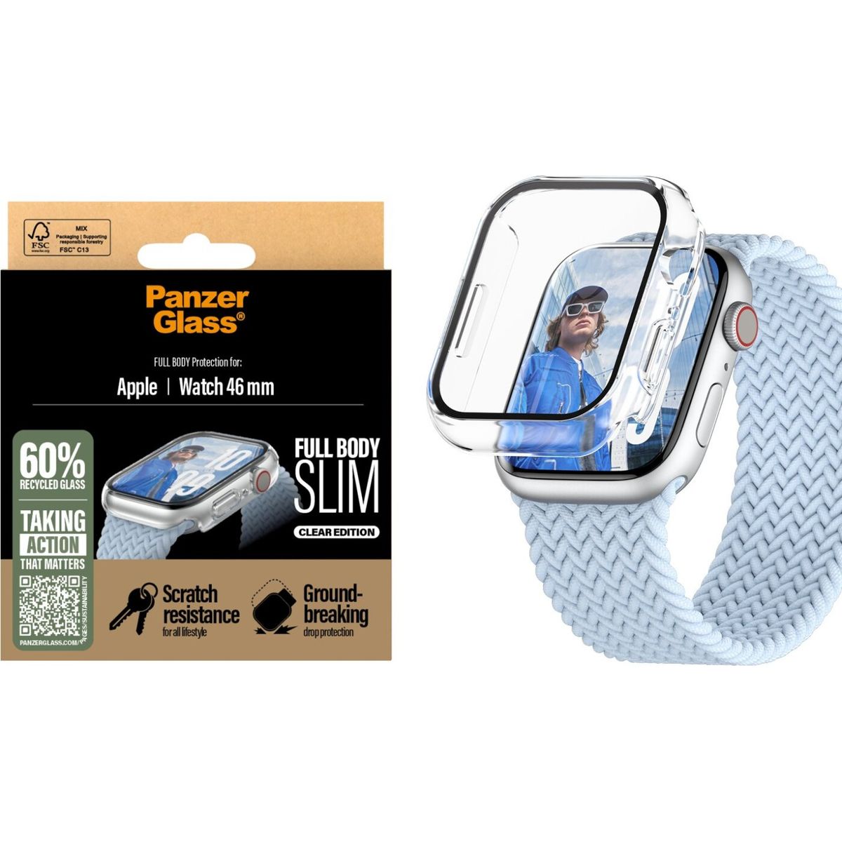 Panzerglass - Skærmbeskytter - Apple Watch 10 - 45mm Fullbody Slim - Transparrent