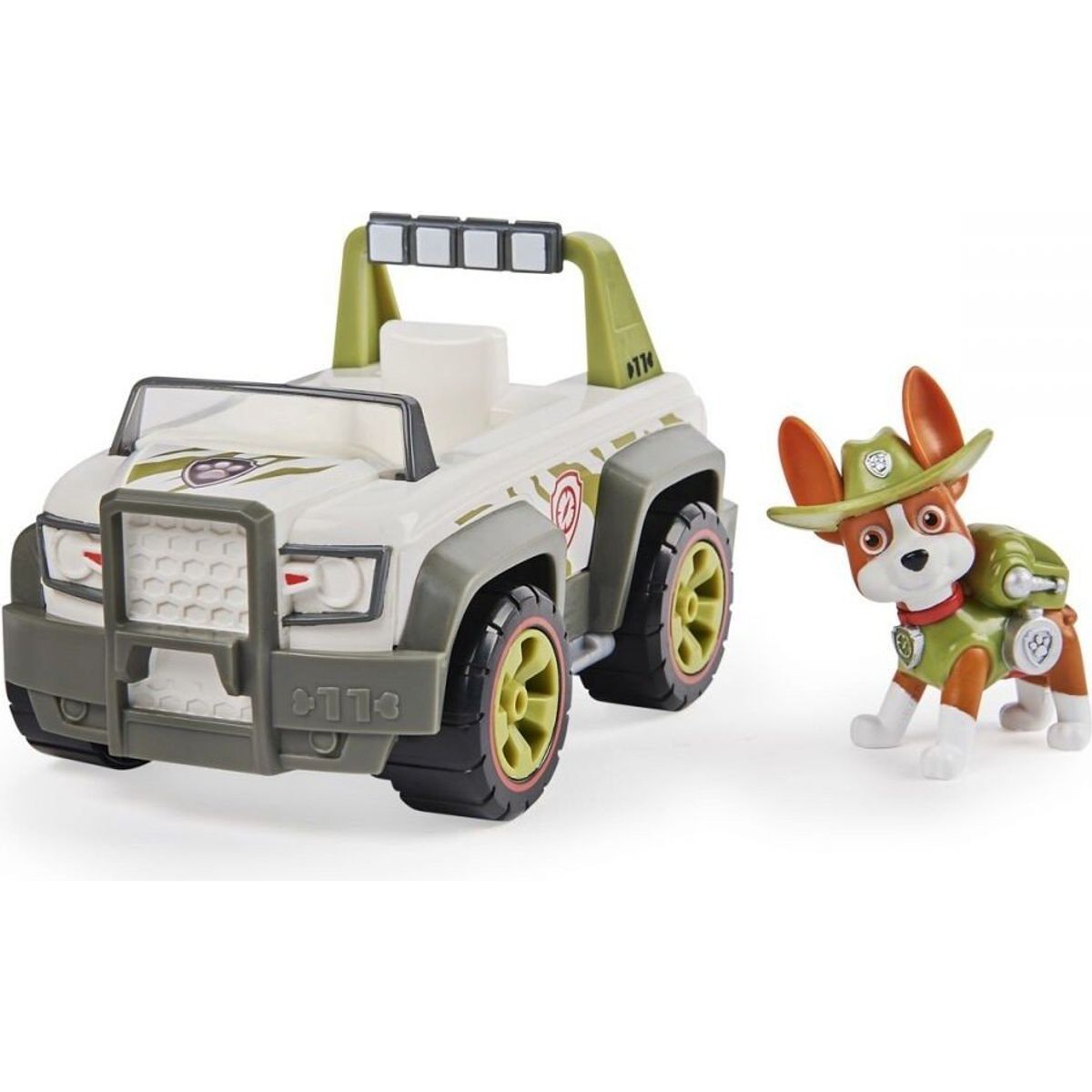 Paw Patrol - Tracker Figur Og Basic Køretøj - Jungle Cruiser