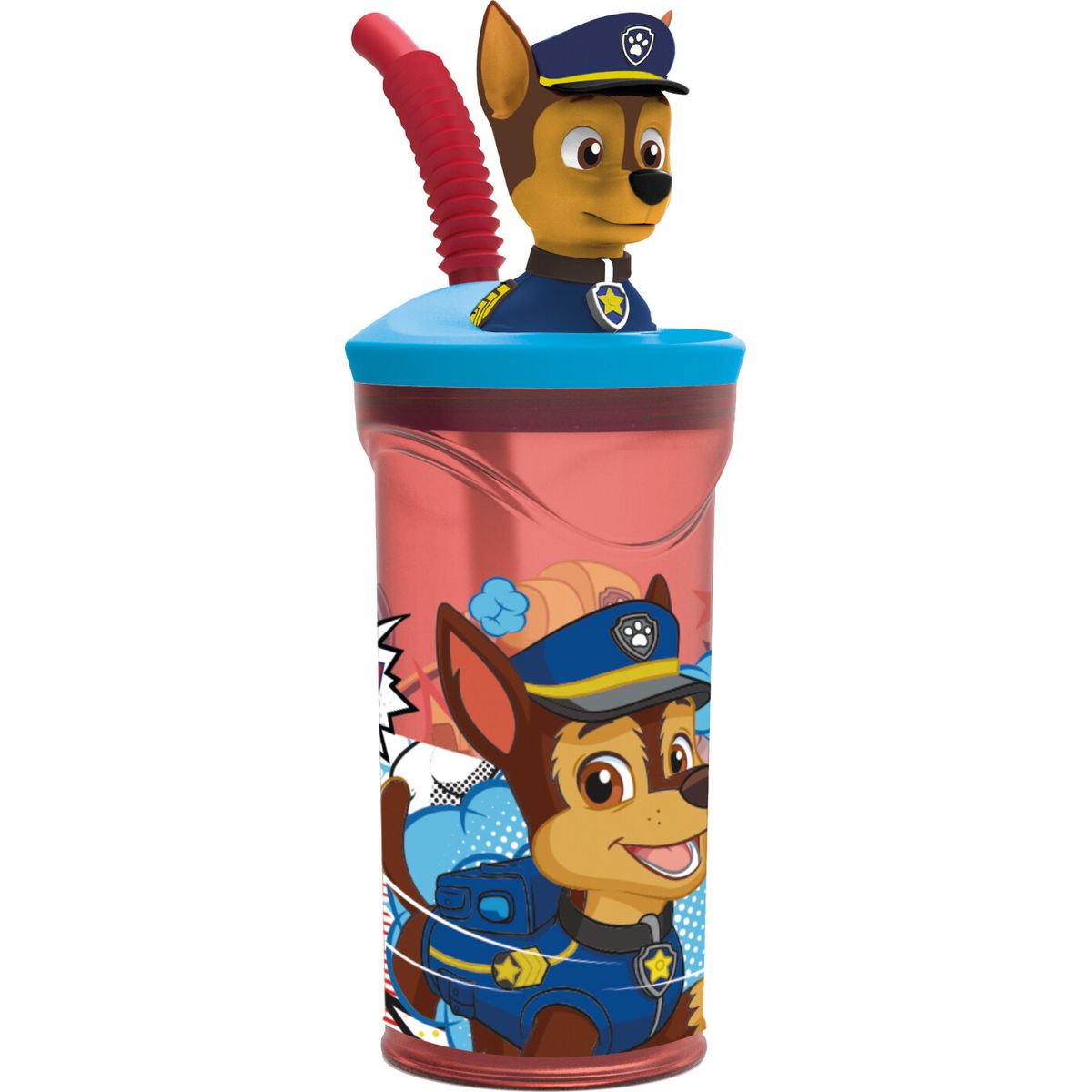 Paw Patrol - 3d Drikkeglas Til Børn - Med Sugerør Og Figur