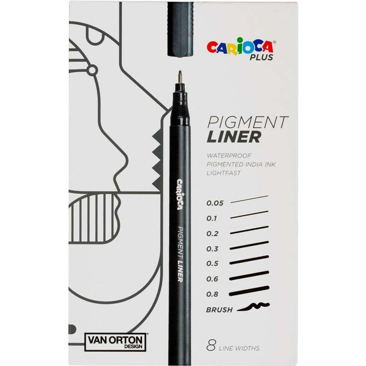 Carioca Plus - Pigment Liner Sæt - Sort - 8 Stk