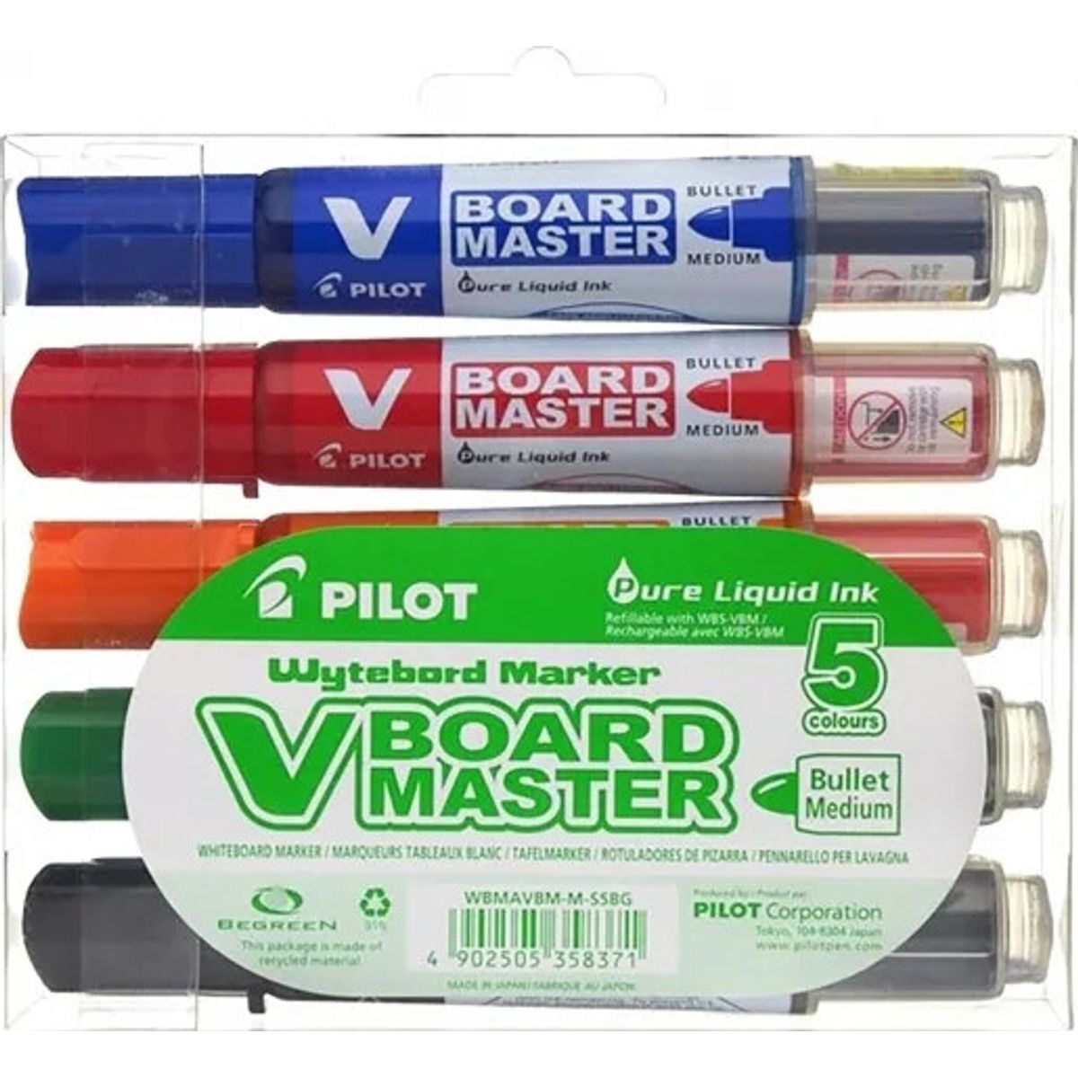 Pilot - Whiteboard Markers V-board Master, Round, - With 5 Pcs.