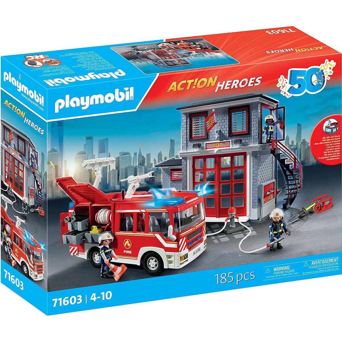 Playmobil Action Heroes - Brandstation Og Bil Legesæt - 71603