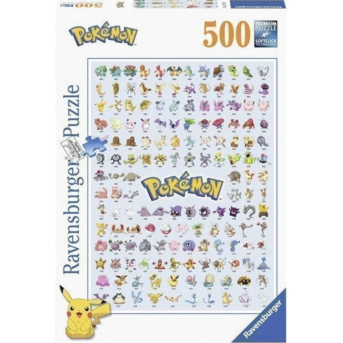 Pokemon Puslespil - Original 151 Første Pokémons - 500 Brikker