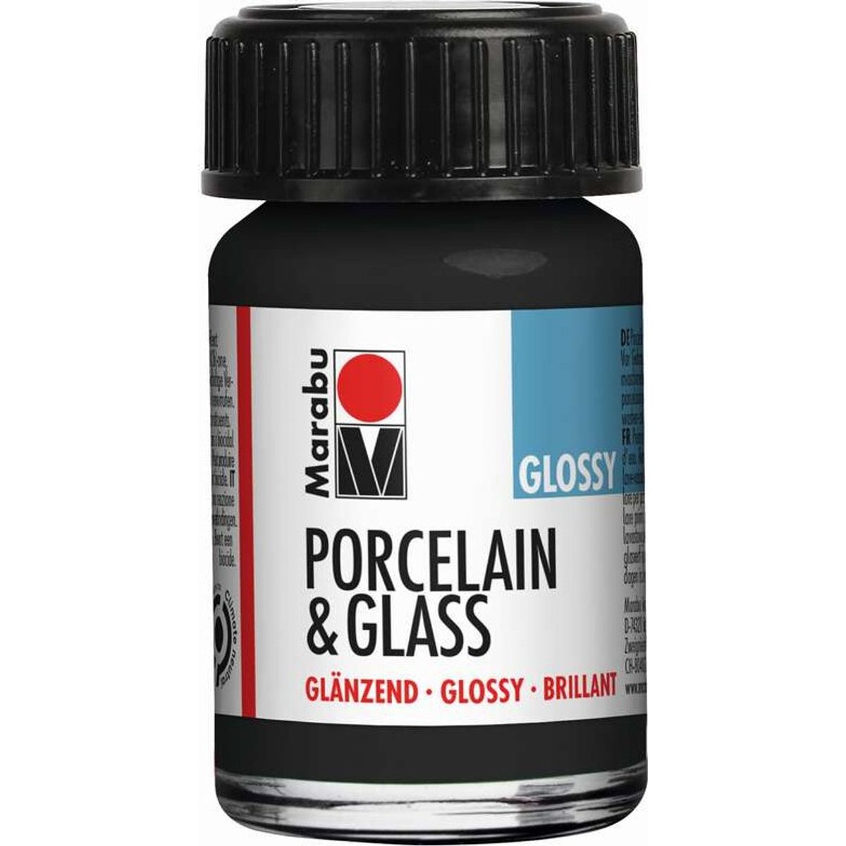 Glas Og Porcelænsmaling - Sort - Porcelain & Glass Glossy - 15 Ml