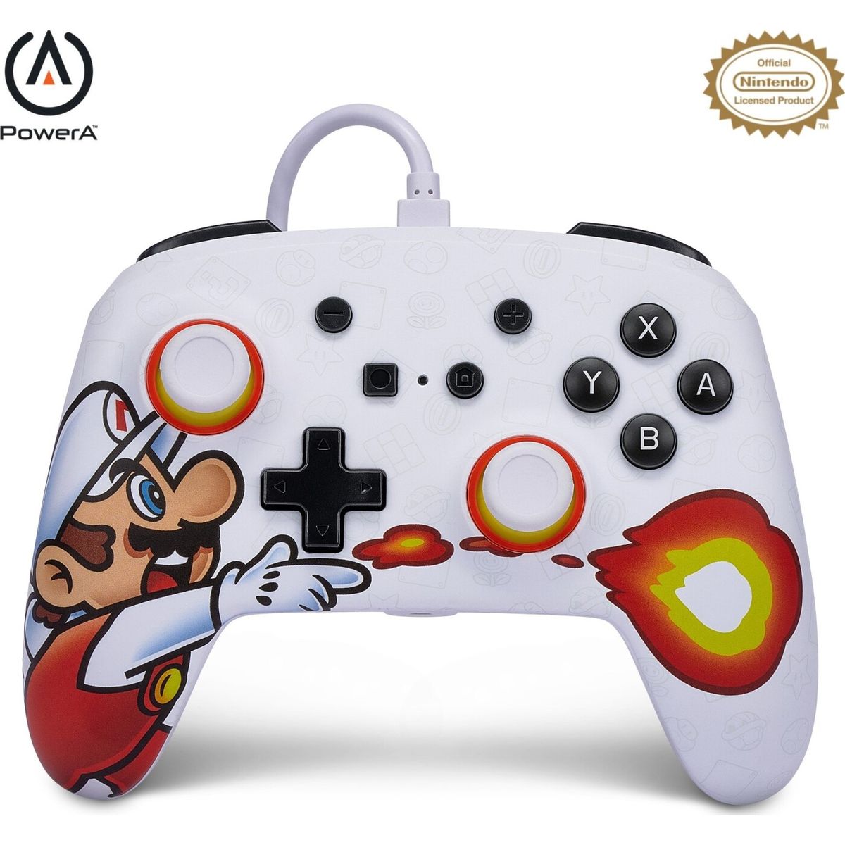 Powera Enhanced Wired Controller For Nintendo Switch - Fireball Mario