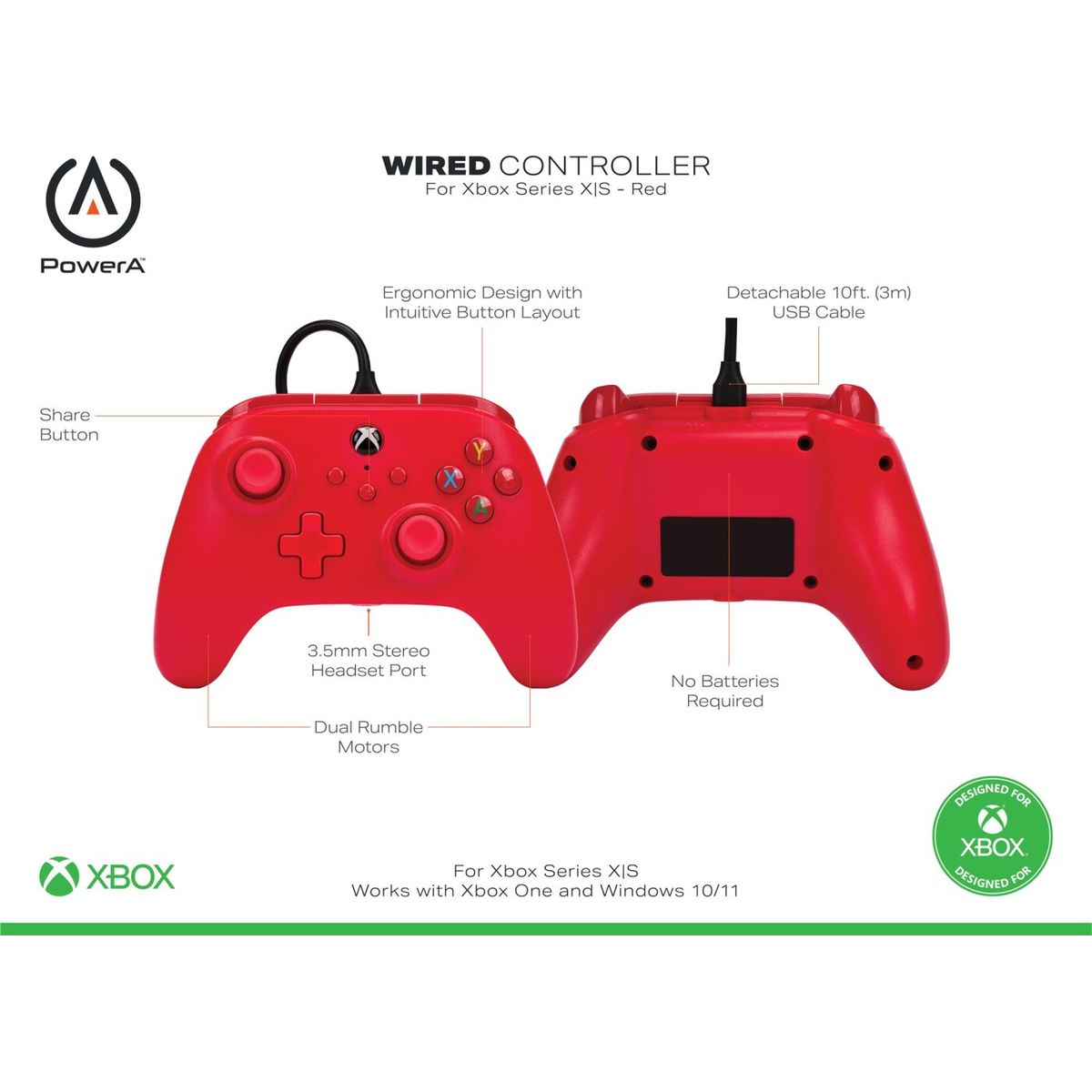 Powera Powera Wired Controller For Xbox Series X - S - Red