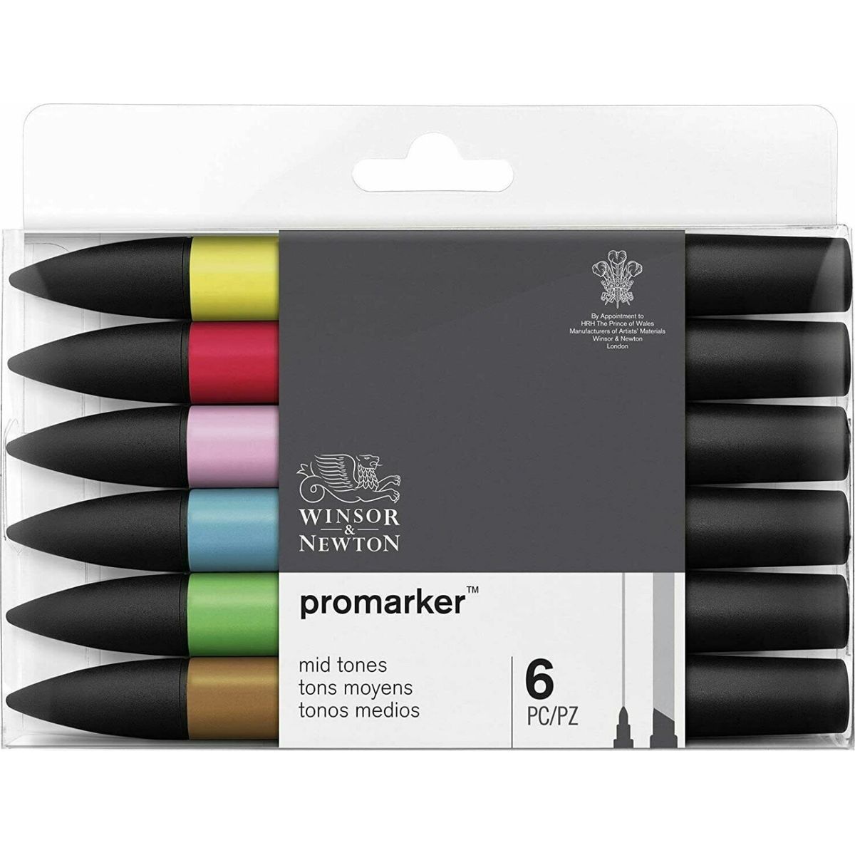 Winsor & Newton - Promarker Tusser - Medium Toner - 6 Farver