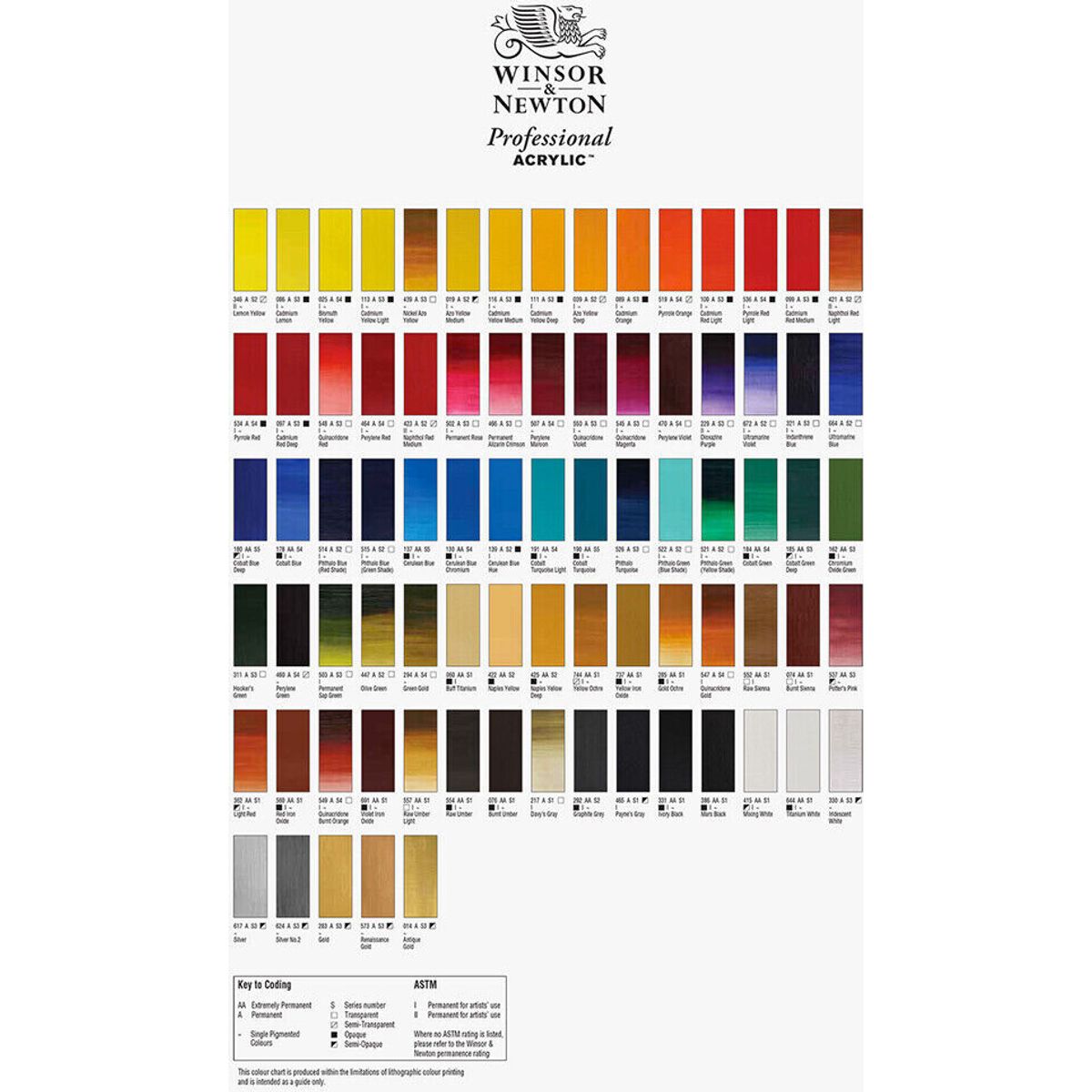 Winsor & Newton - Akrylmaling Farvekort