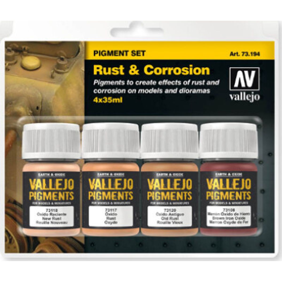 Vallejo - Maling Sæt - Pigments - Rust & Corrosion - 4x35 Ml