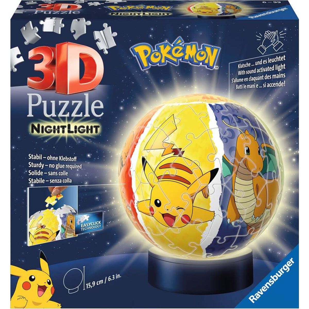 Pokémon 3d Puslespil - Natlampe - 72 Brikker - Ravensburger - 15 Cm