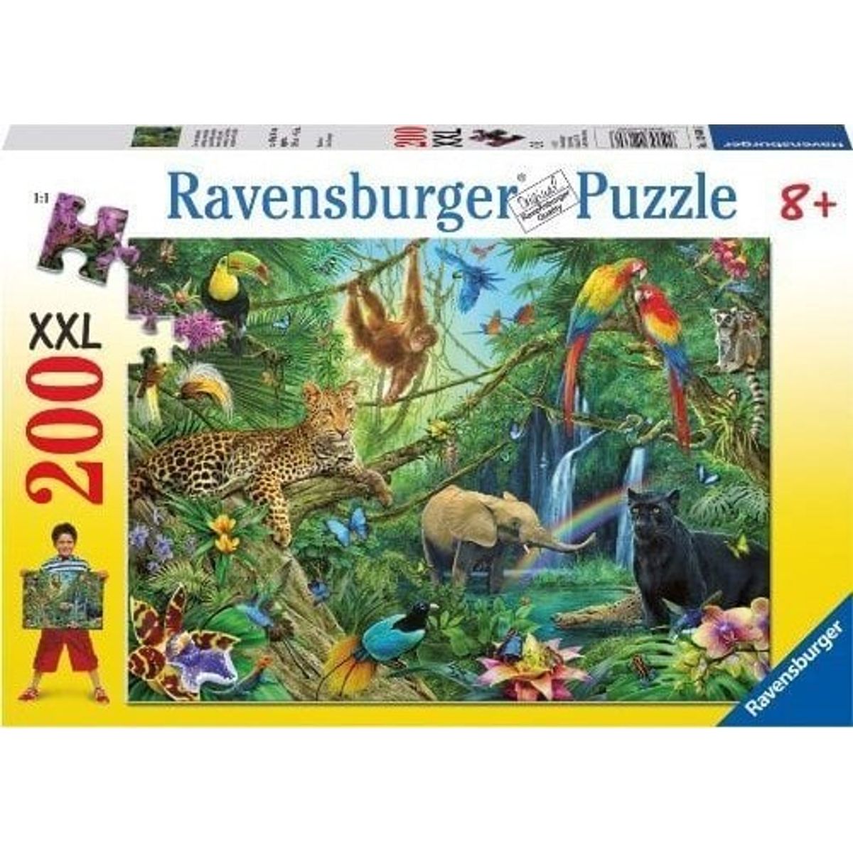 Ravensburger Puslespil - Jungle Med Dyr - 200 Xxl Brikker