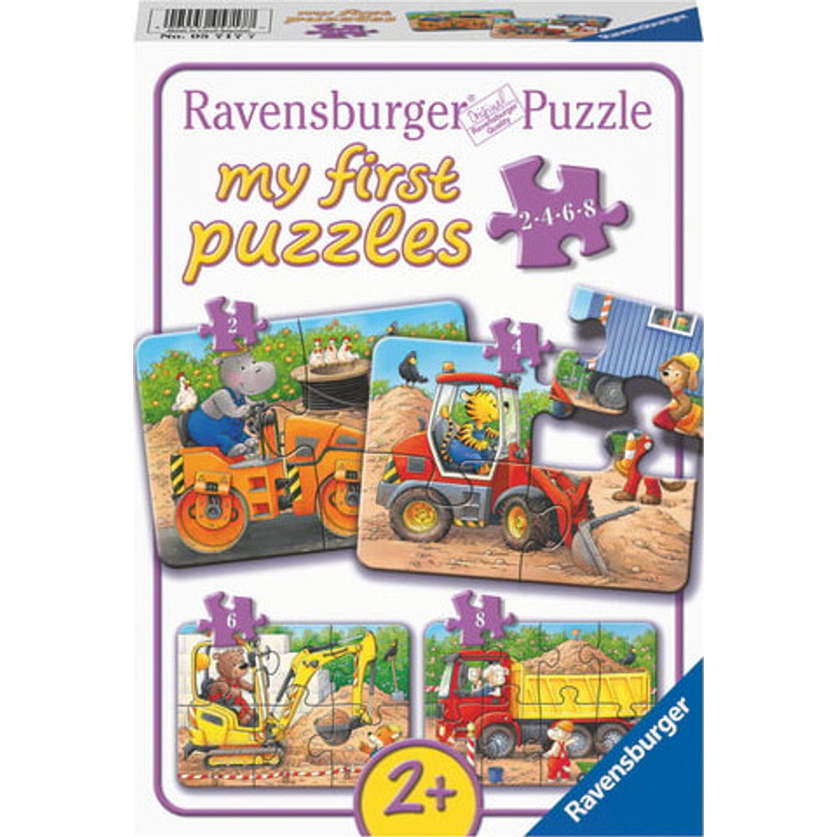 Ravensburger - Construction Site Animals - 2/4/6/8 Brikker