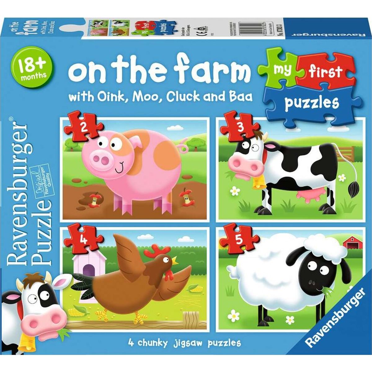 Ravensburger Puslespil - On The Farm - My First Puzzles - 4 Stk