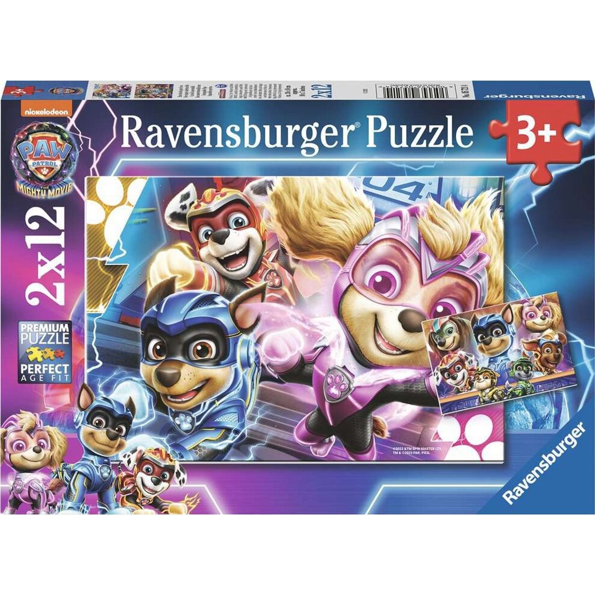 Paw Patrol Puslespil - Mighty Movie - 2x12 Brikker - Ravensburger