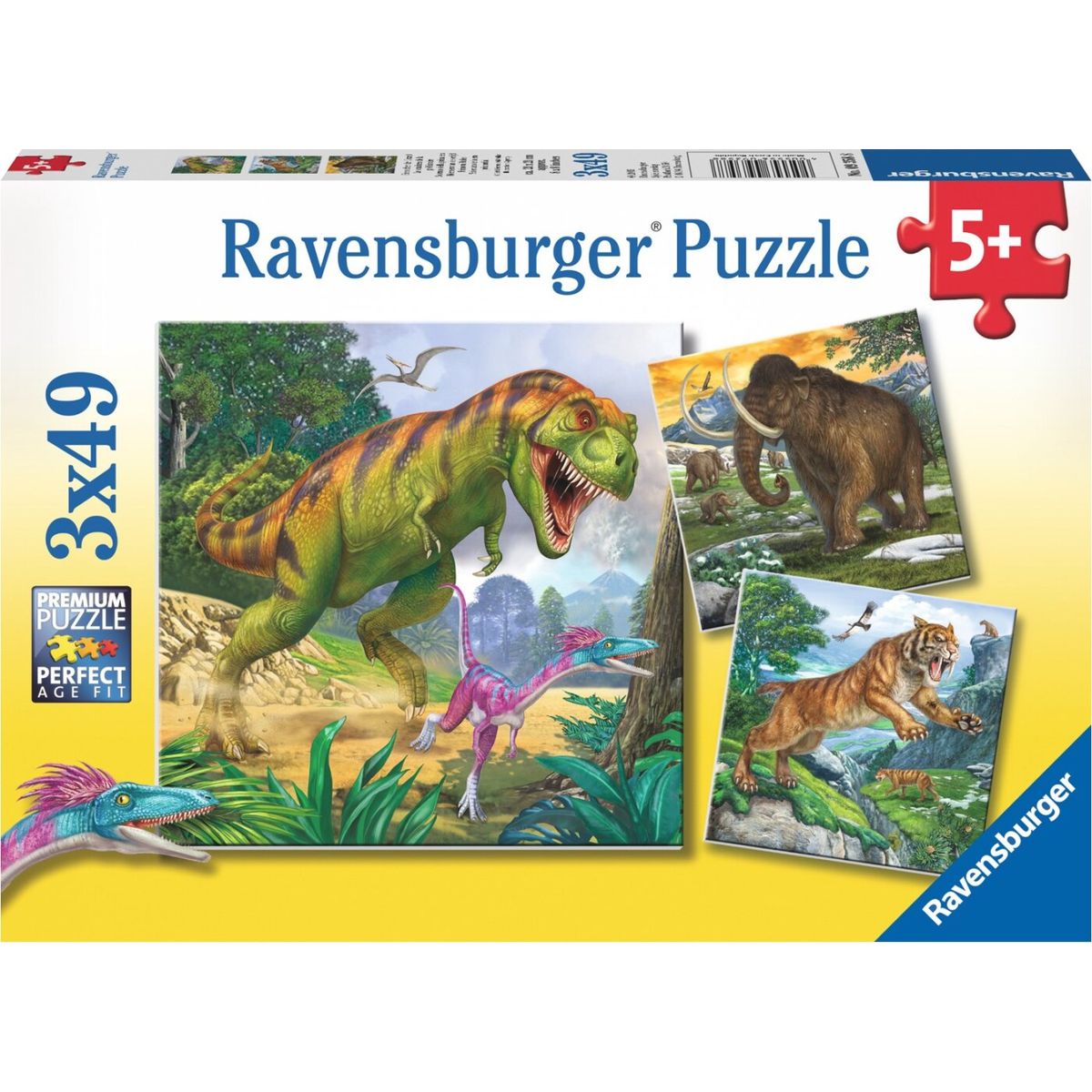 Ravensburger Puslespil - Urtidens Herskere - 3x49 Brikker