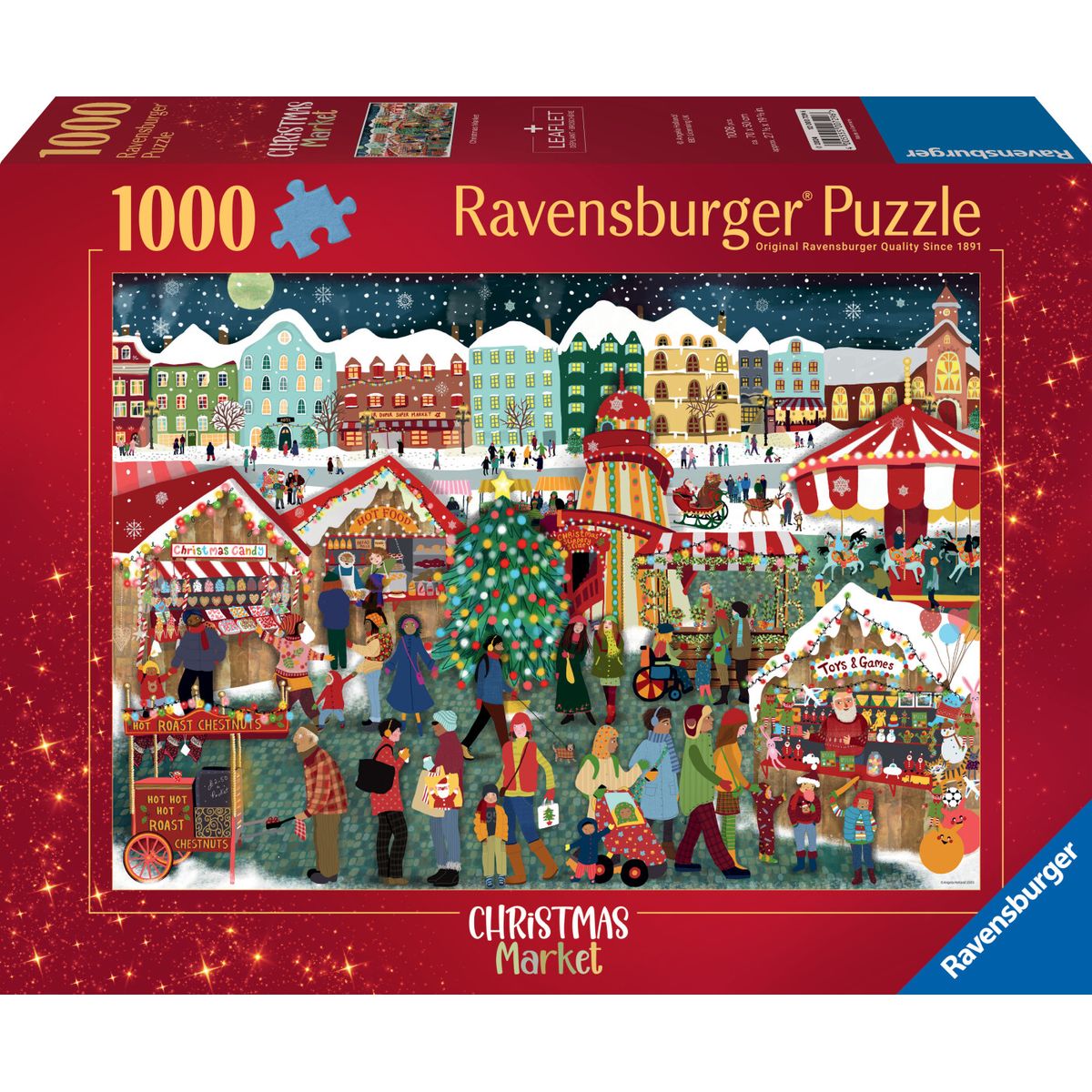 Ravensburger Puslespil - Christmas Market - 1000 Brikker