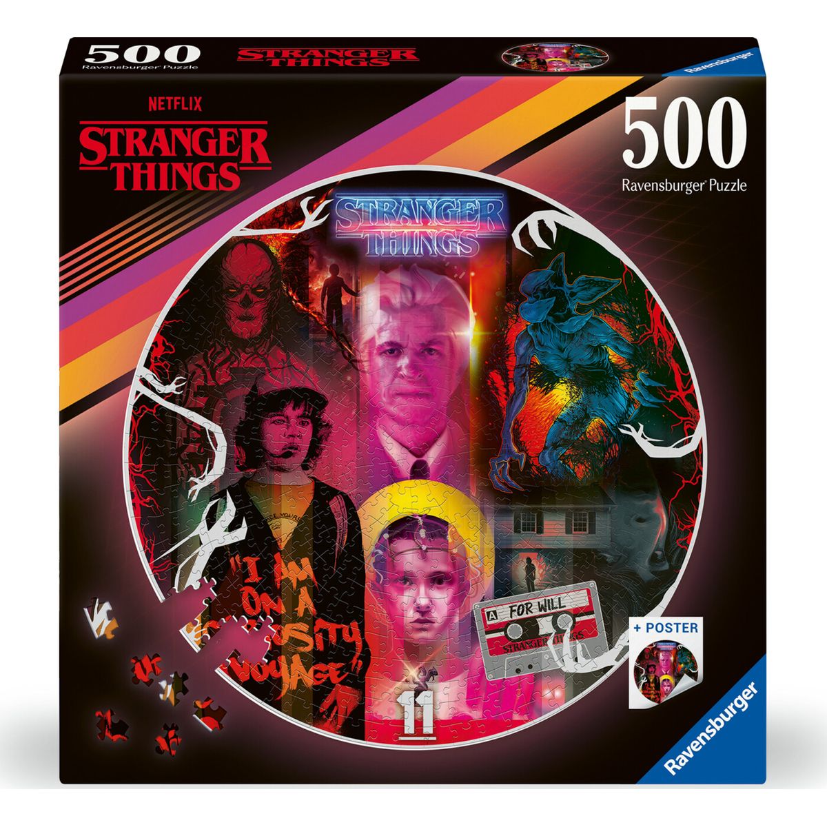 Stranger Things Puslespil - Rundt - 500 Brikker - Ravensburger