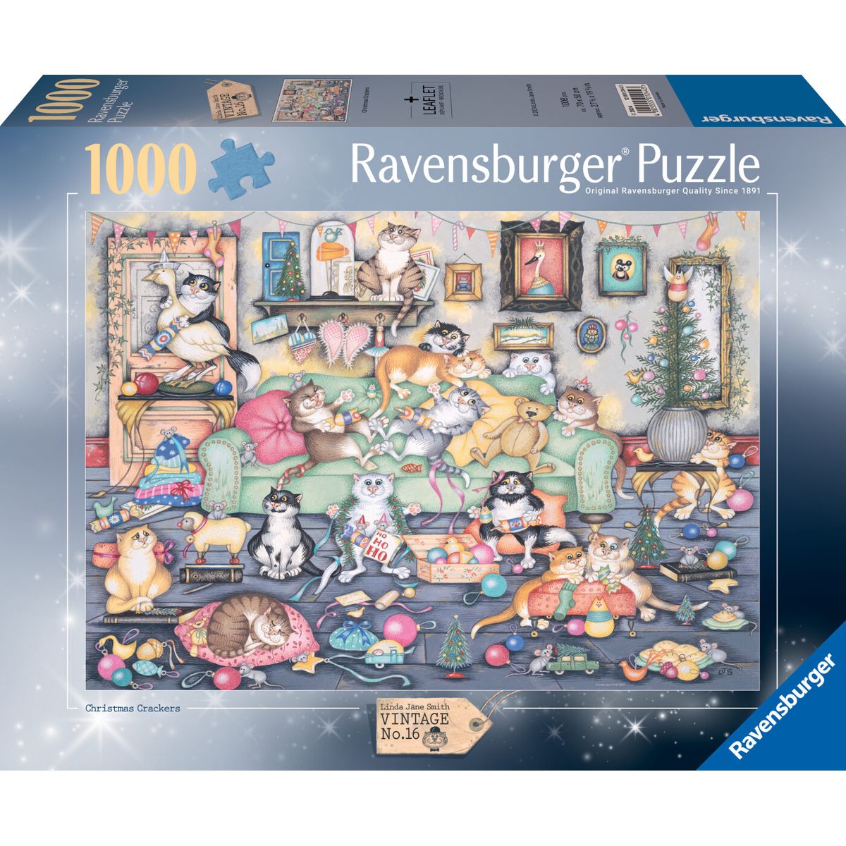 Julepuslespil - Crazy Cats - 1000 Brikker - Ravensburger