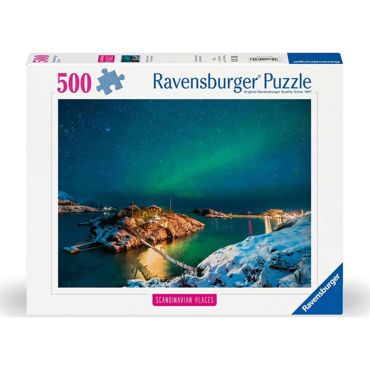 Ravensburger Puslespil - 500 Brikker - Northern Lights In Bergsfjord