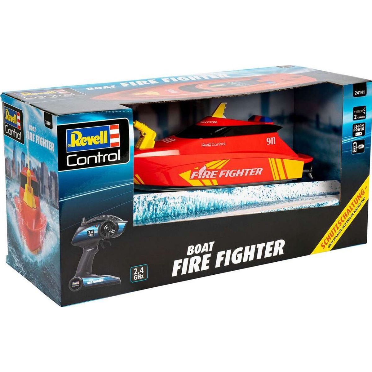 Revell Control - Fire Fighter Speedbåd - Fjernstyret - Rød Gul