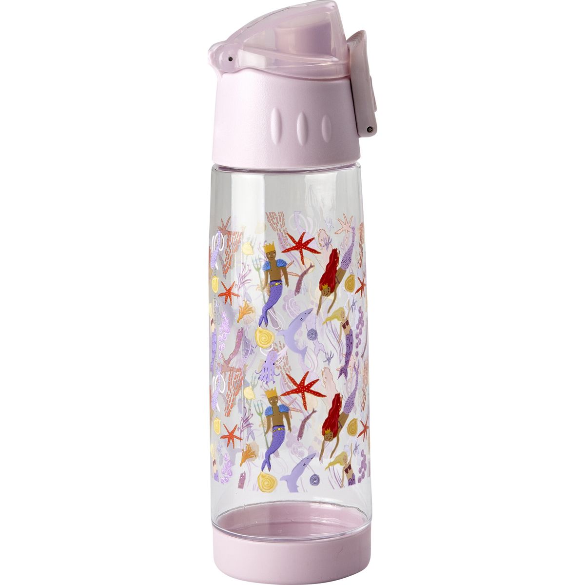 Rice - Plastic Kids Drinking Bottle With Mermaid Print - Lavender - 500 Ml