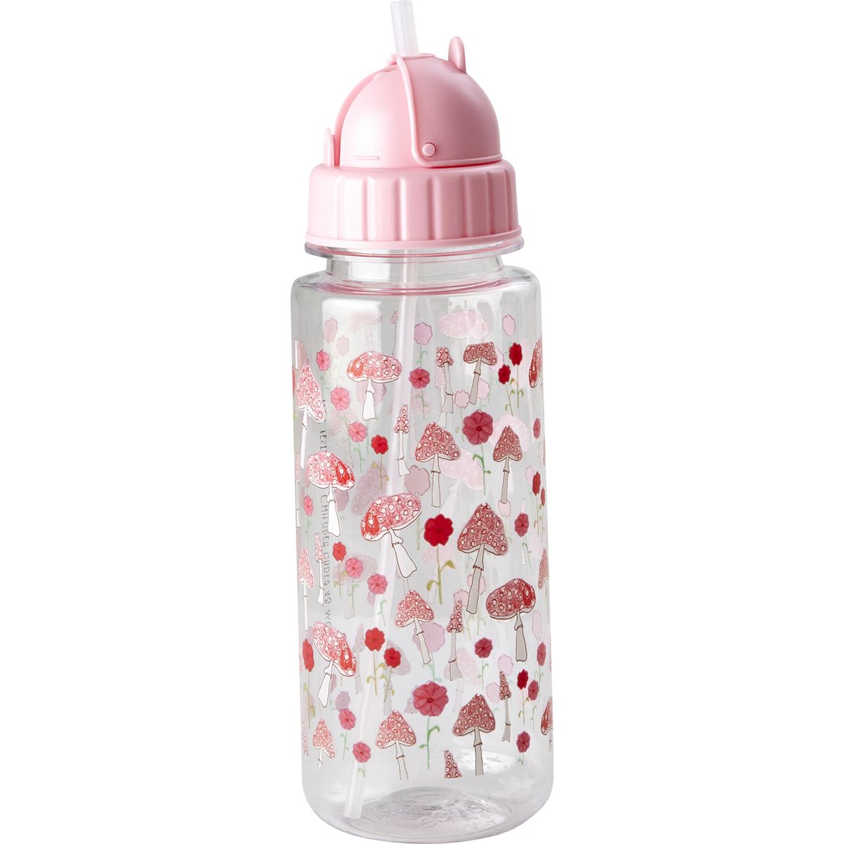 Rice - Plastic Kids Drinking Bottle With Pink Happy Forest Print - Pink - 500 Ml