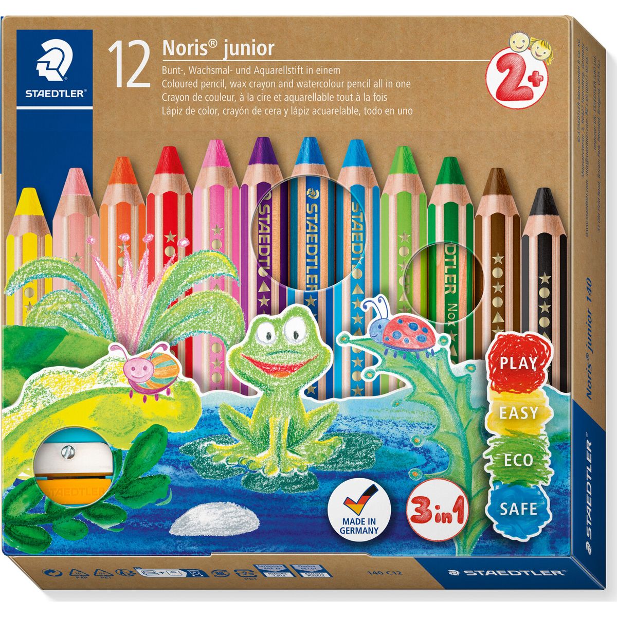 Staedtler - Store 3 I 1 Farveblyanter I Boks - 12 Farver