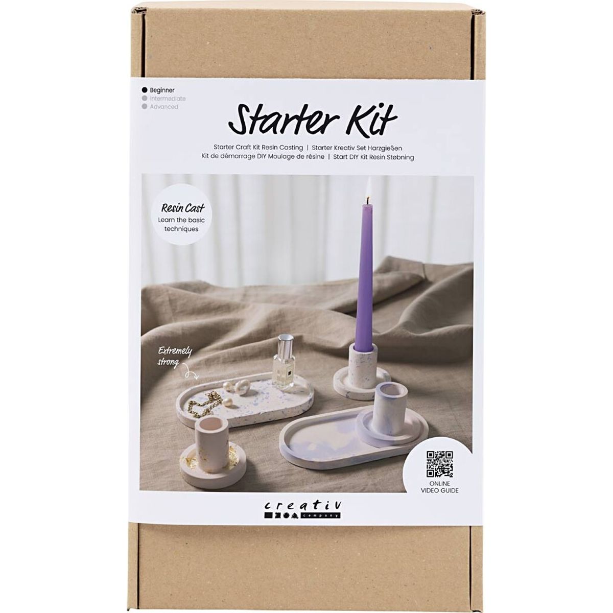 Start Diy Kit Resin Støbning - Lysestager Og Fade - Blå - Lys Pink - Hvid