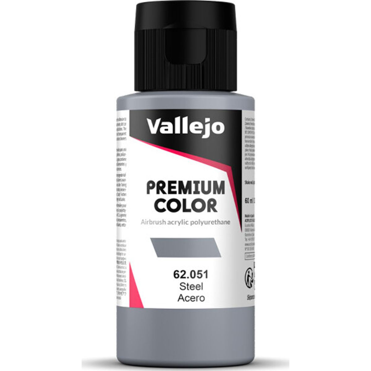 Vallejo - Premium Airbrush Maling - Steel 60 Ml