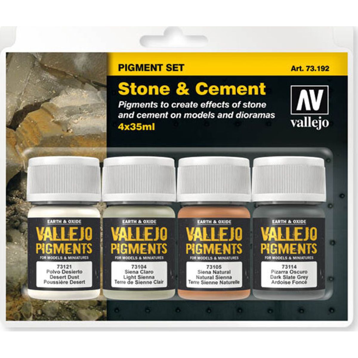 Vallejo - Pigments Sæt - Stone & Cement - 4x35 Ml