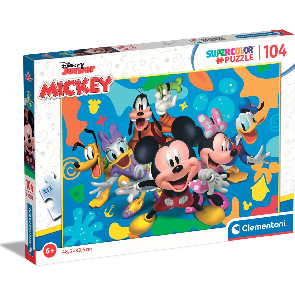 Disney Puslespil - Mickey Og Venner - Super Color - Clementoni - 104 Brikker