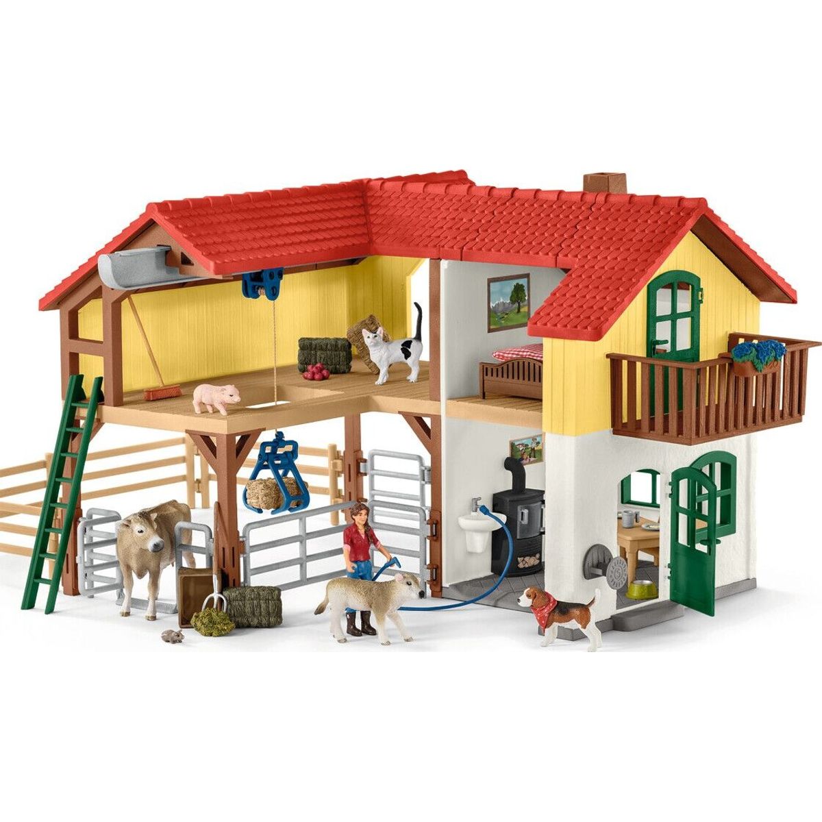 Schleich Farm World - Bondegård Med Bondegårdsdyr Og Stald - 42407