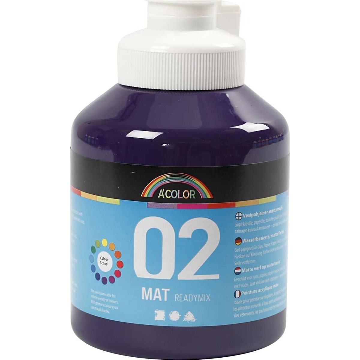 A-color - Skole Akrylmaling - Mat - Violet - 500 Ml