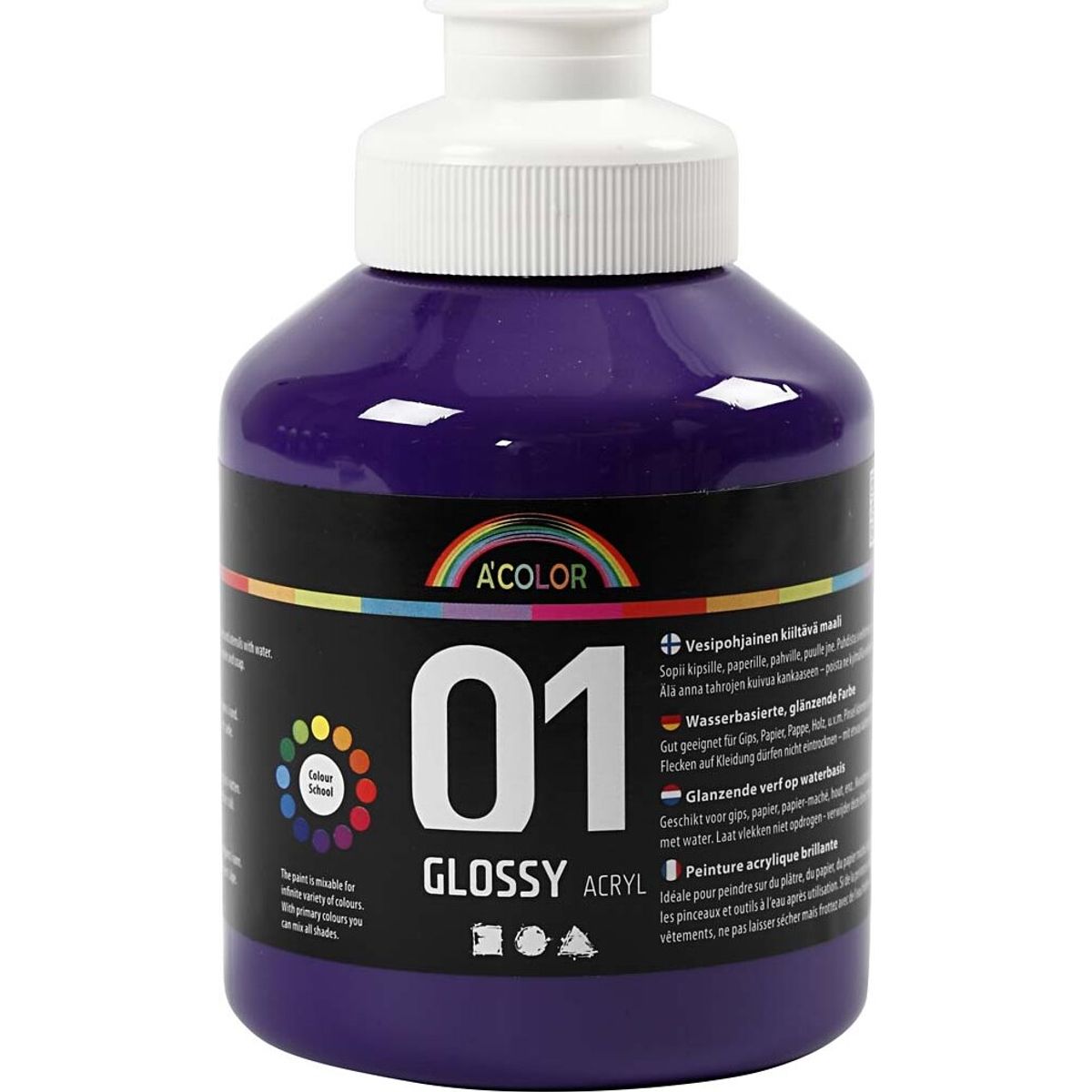 A-color - Skole Akrylmaling - Blank - Violet - 500 Ml