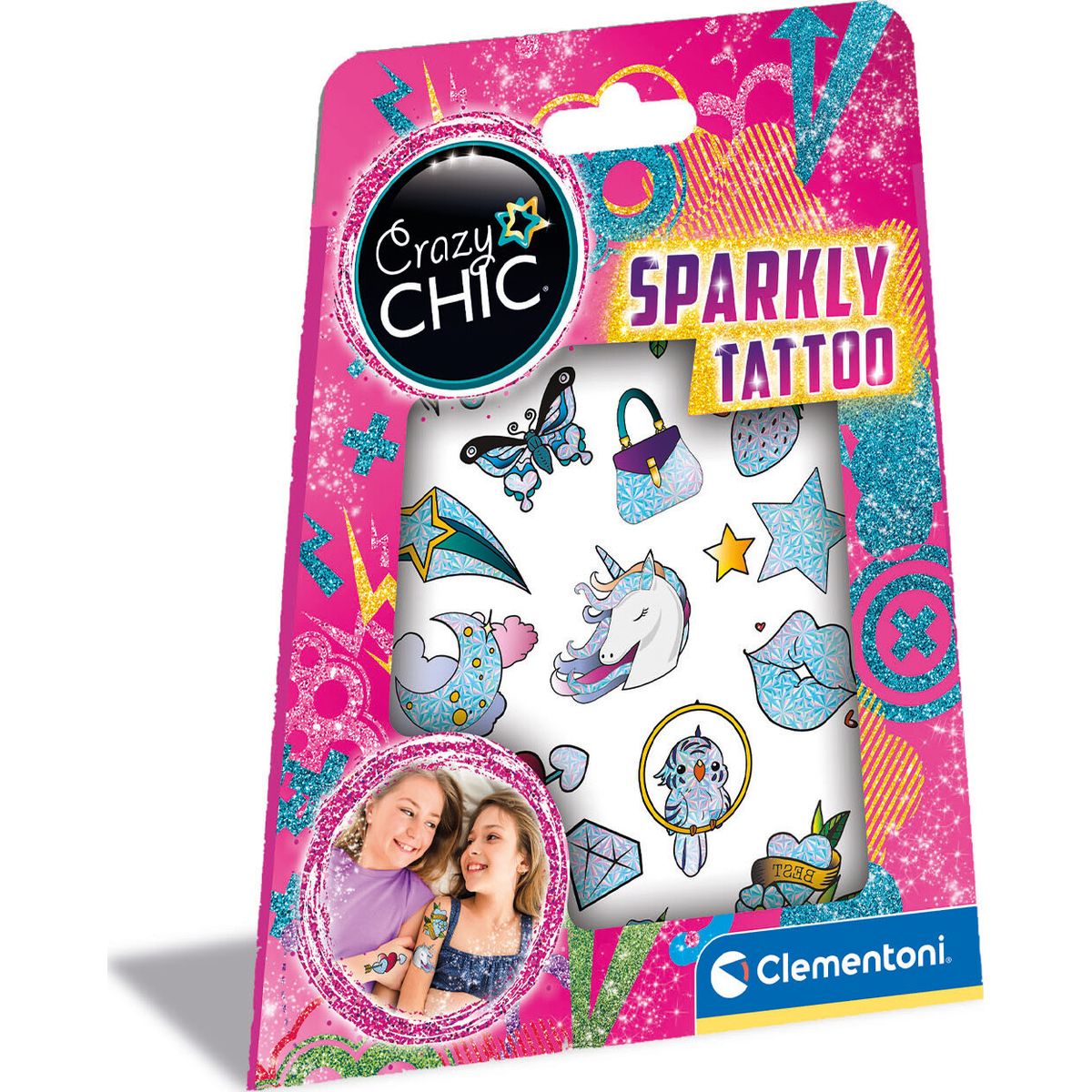 Tatoveringer Til Børn - Sparkly Tattoo - Crazy Chic - Clementoni