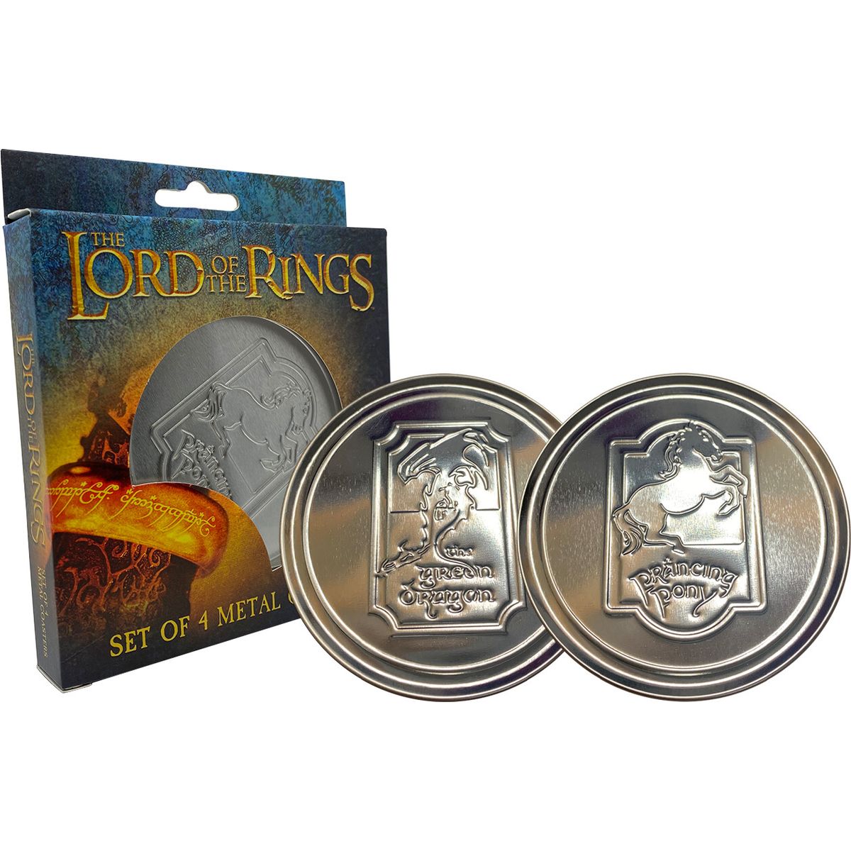 The Lord Of The Rings Set Of 4 Embossed Metal Coasters