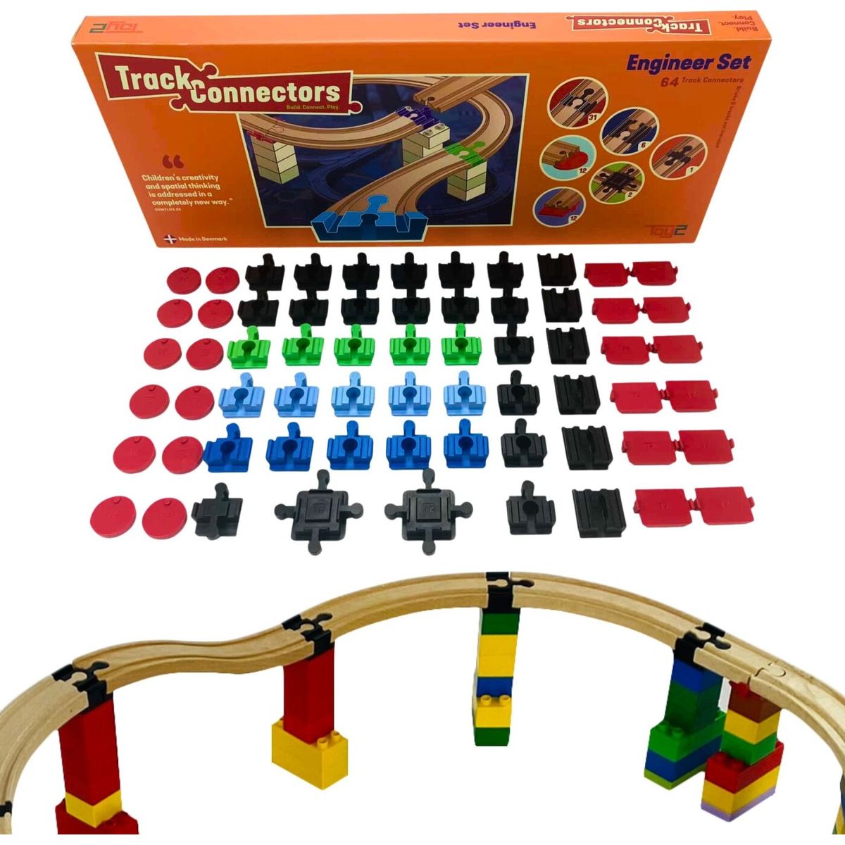 Toy2 Track Connectors - Engineer Set - 64 Dele