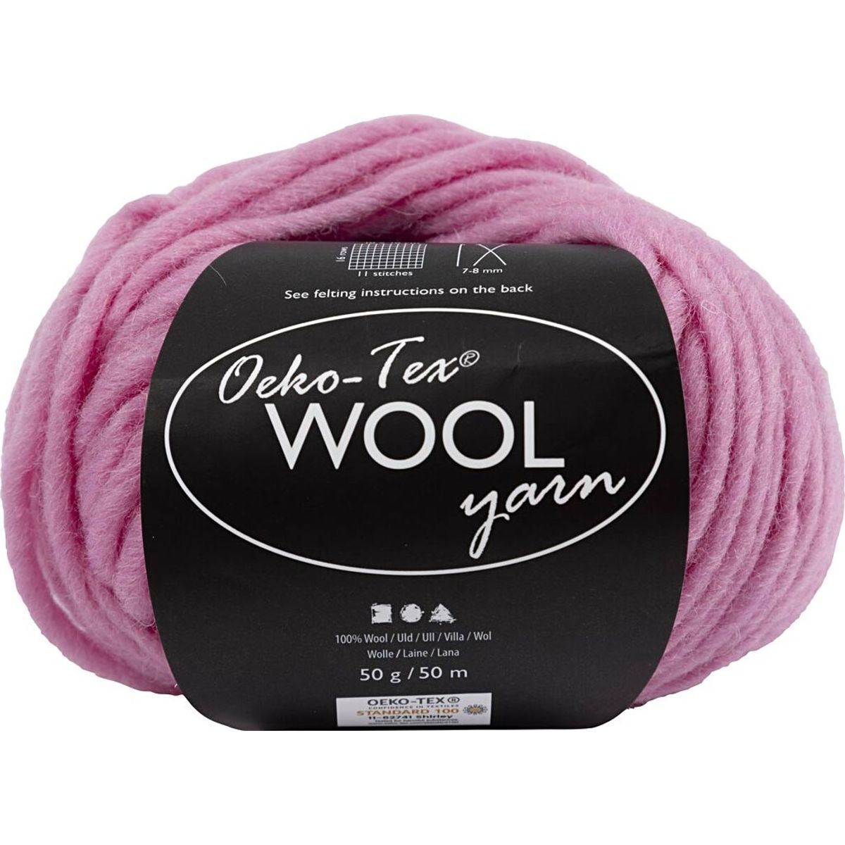 Uldgarn - Oeko Tex - L 50 M - Lys Pink - 50 G