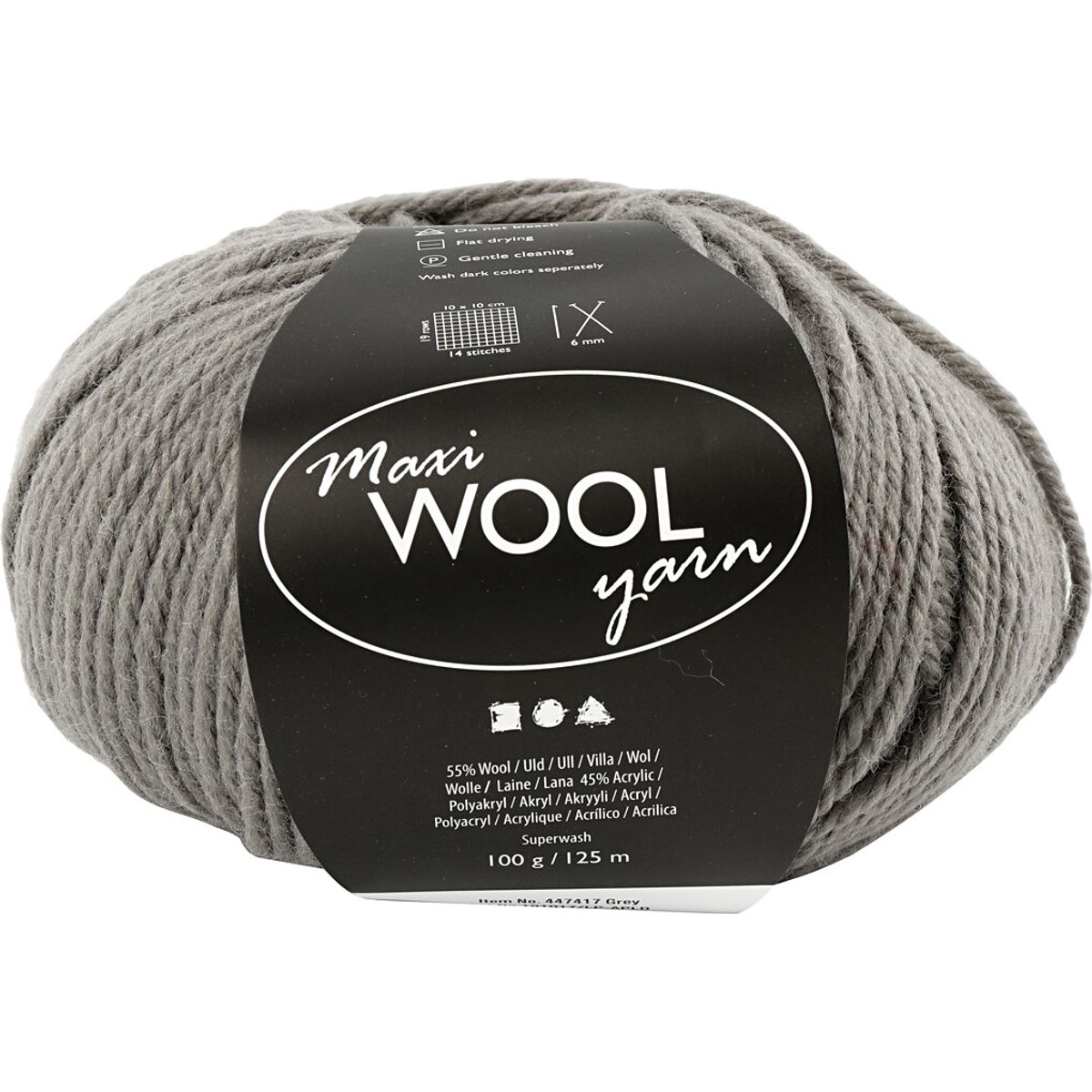 Uldgarn - Maxi Wool - L 125 M - Grå - 100 G