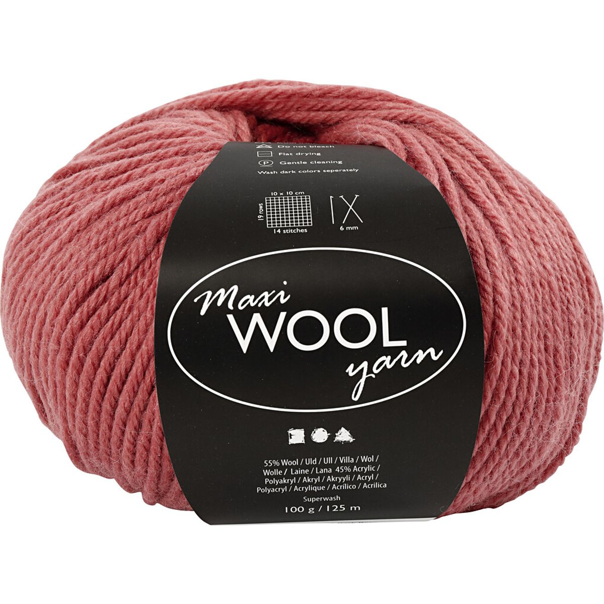 Uldgarn - Maxi Wool - L 125 M - Mørk Rosa - 100 G