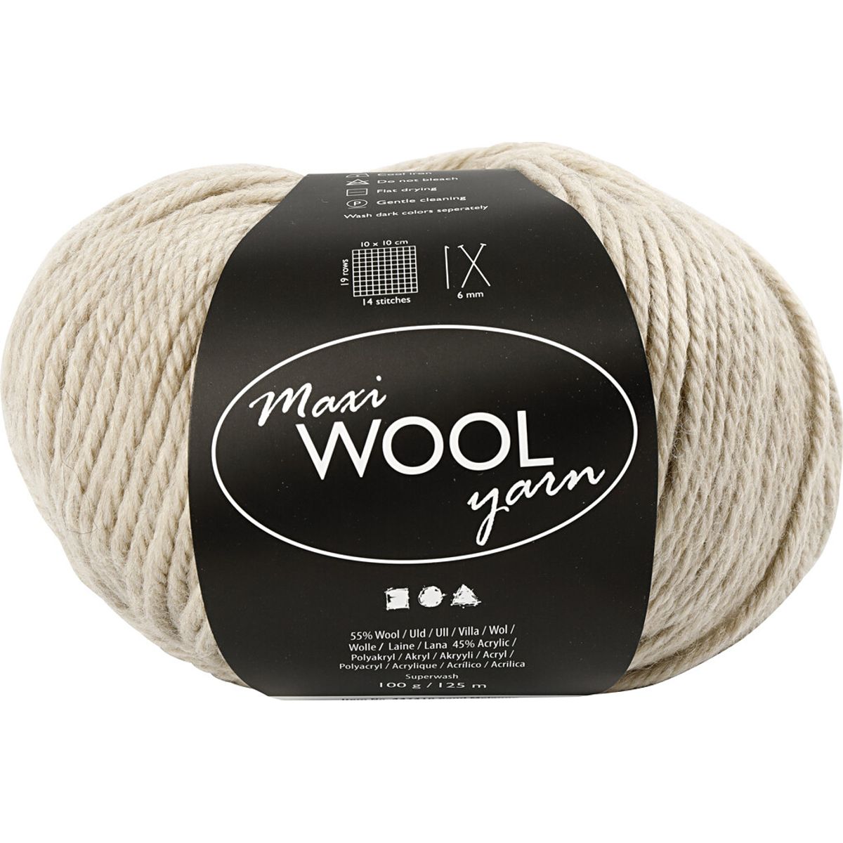 Uldgarn - Maxi Wool - L 125 M - Sand Melange - 100 G