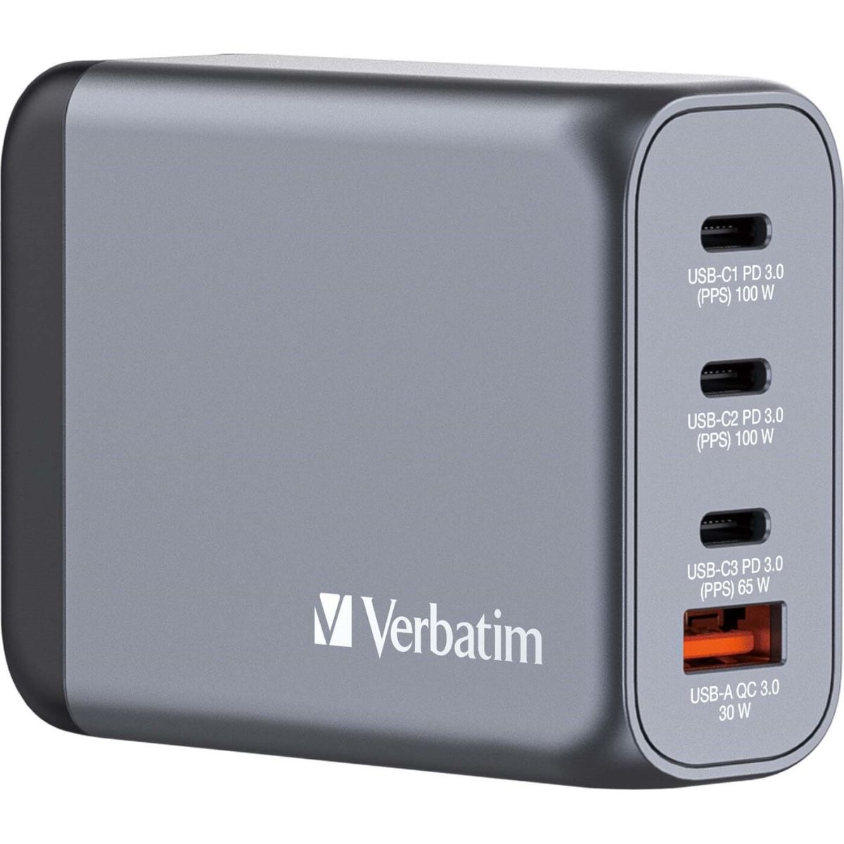 Verbatim - Gnc-100 Gan Charger 4 Port 100w Usb-a/usb-c