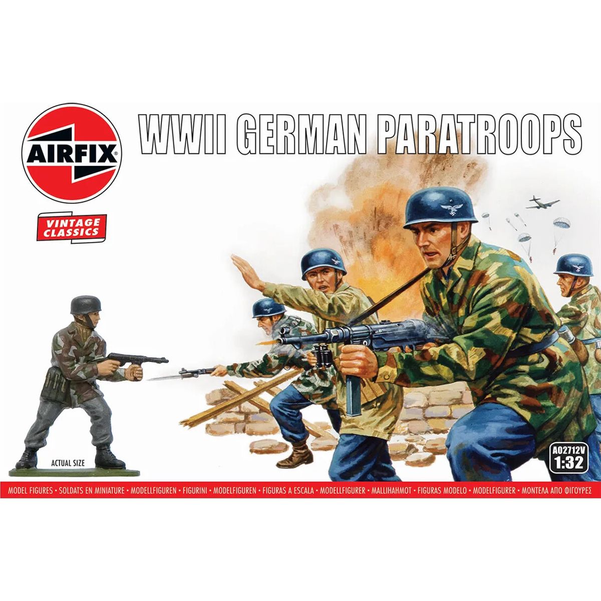 Airfix - Wwii German Paratroops Model Figurer - Vintage Classics - 1:32 - A02712v