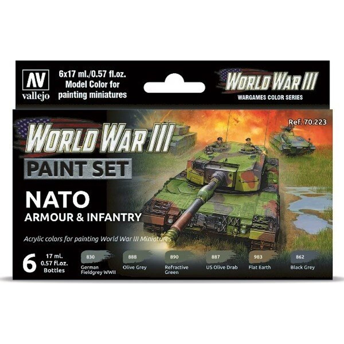 Vallejo - Wwiii Paint Set - Nato Armour & Infantry - 6x17 Ml - 70223