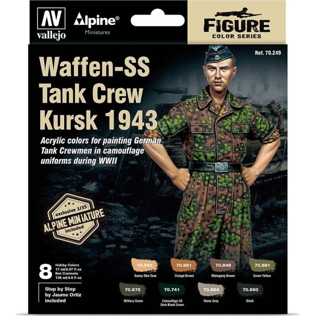 Vallejo - Figur Maling Sæt - Waffen-ss Tank Crew Kursk 1943 - 1:35 - 8x17 Ml