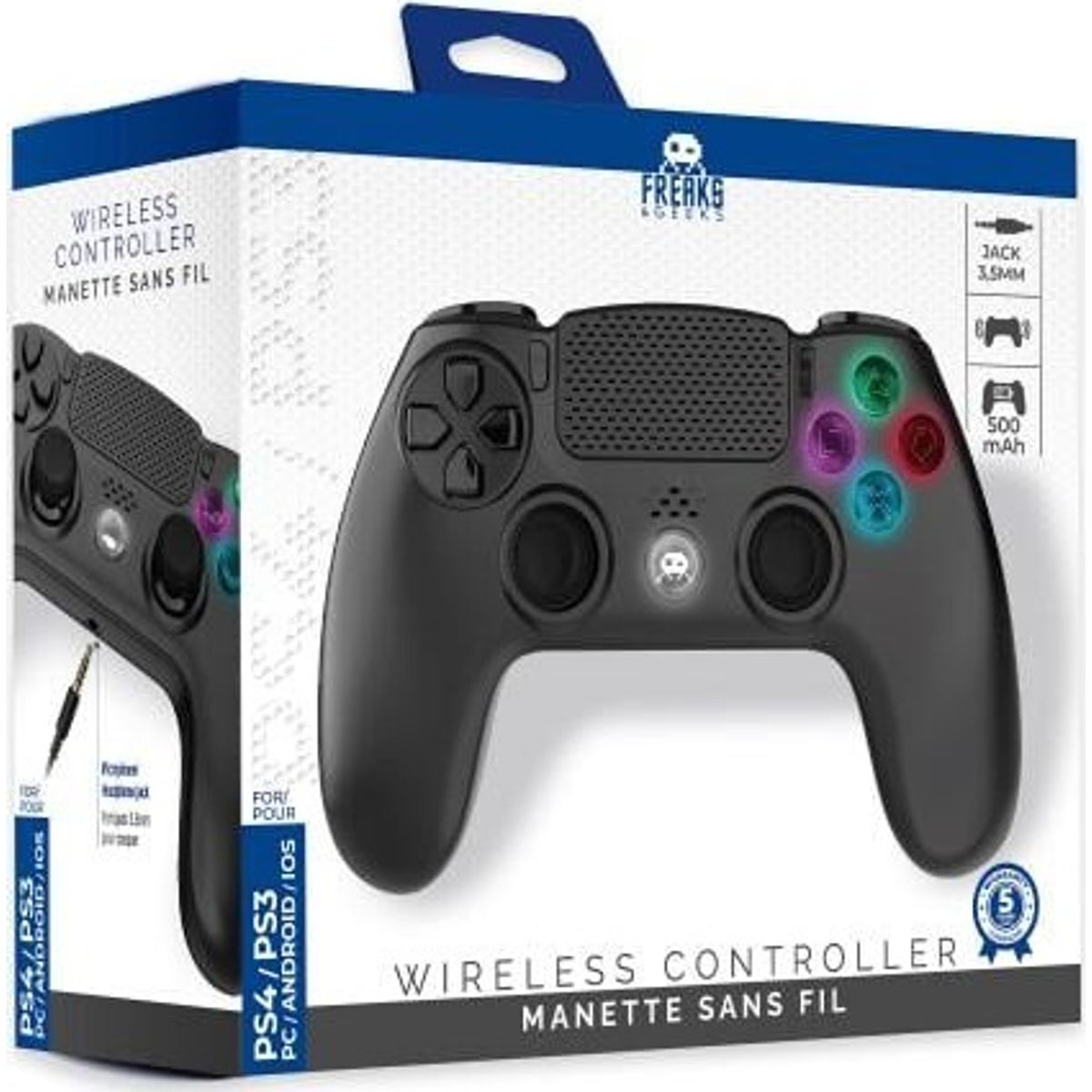 Wireless Controller For Ps4 With 3,5mm Jack Slot - Led - Black