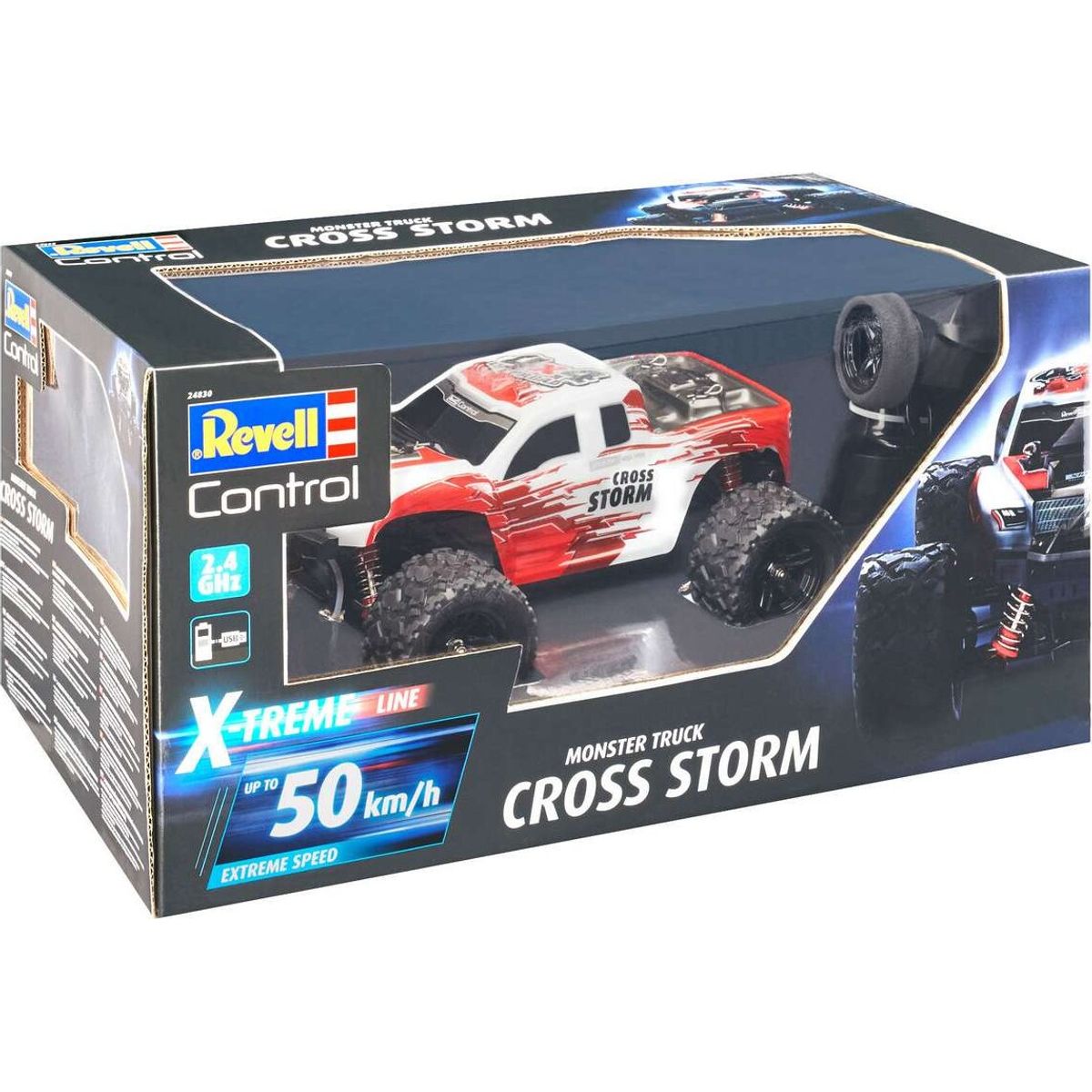 Revell Control - X-treme Cross Storm Fjernstyret Monster Truck - 1:18 - Rød Hvid - 24830